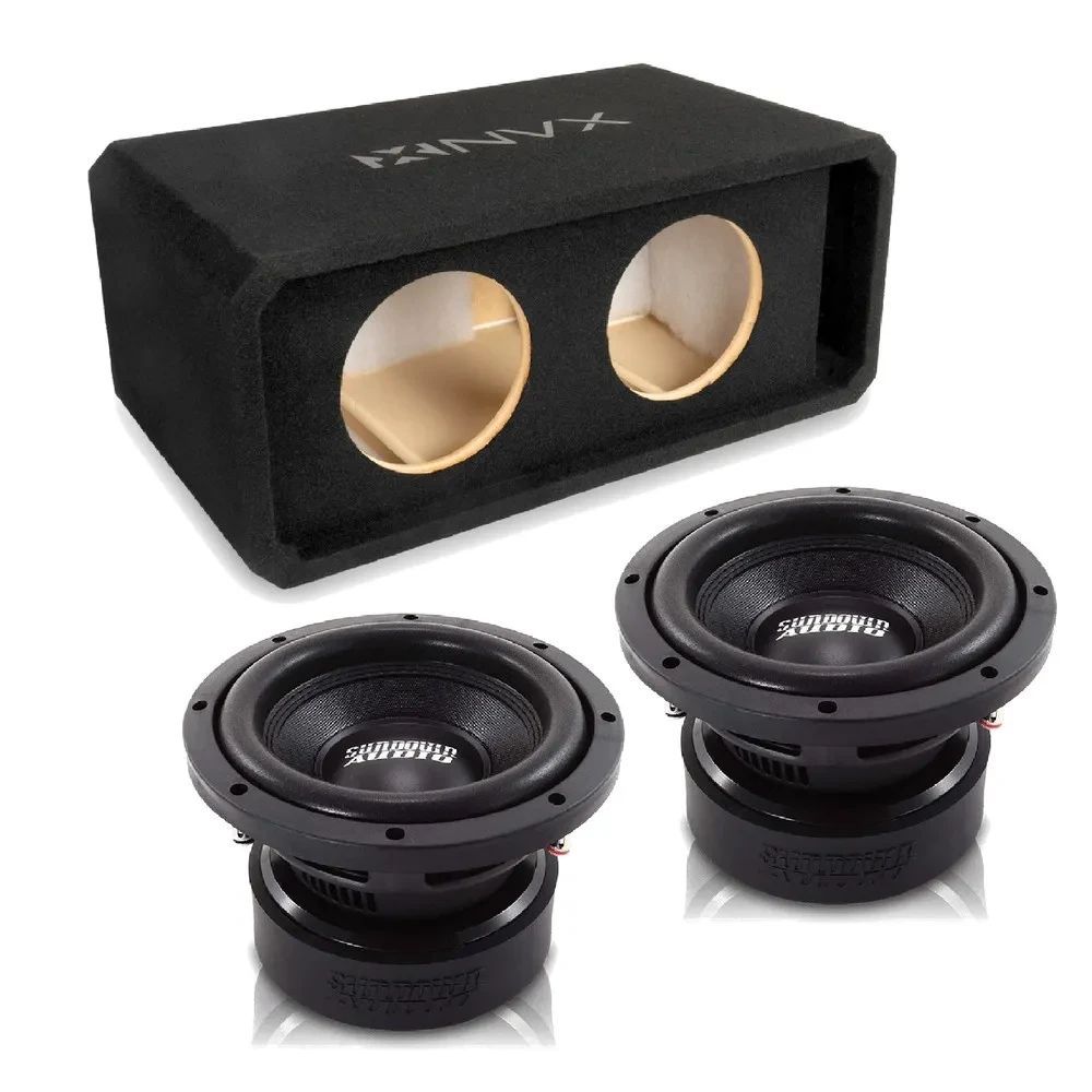NVX NE82P Dual 8" Slot Ported 3/4" MDF Sub Enclosure w/ 8" D2 Dual Subwoofer