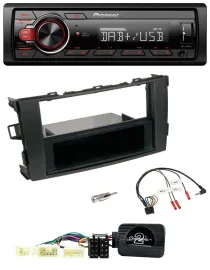 Автомагнитола для Toyota Auris 2007–2011 Pioneer 1DIN, DAB, USB, поддержка кнопок на руле, чёрная
