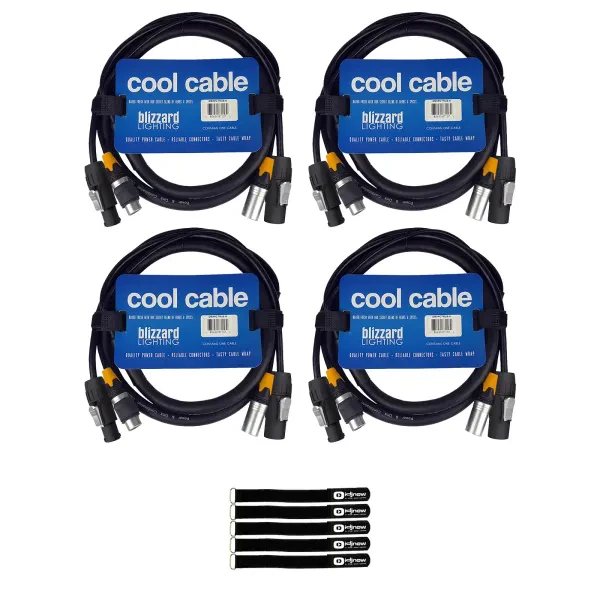 Blizzard Lighting DMXPCT-6 6FT IP Rated Combo Cable 4-Pack