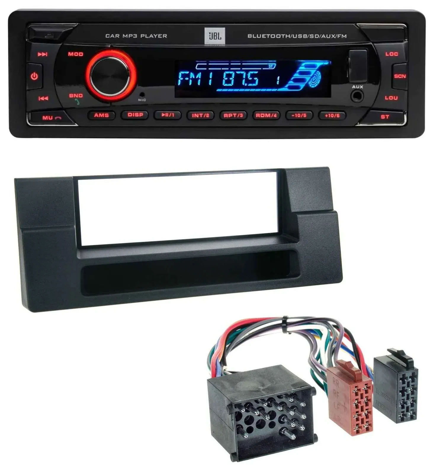 JBL AUX MP3 USB Bluetooth SD Autoradio für BMW X5 E53 5er E39 Rundpin Ablagefach