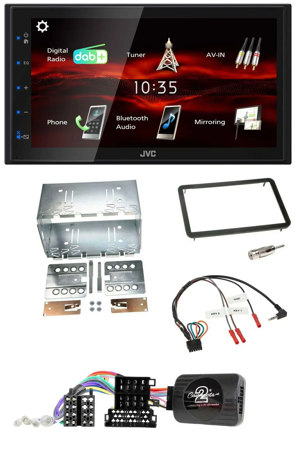 JVC USB Bluetooth Lenkrad DAB 2DIN Autoradio für Alfa Romeo 159 Brera Spider