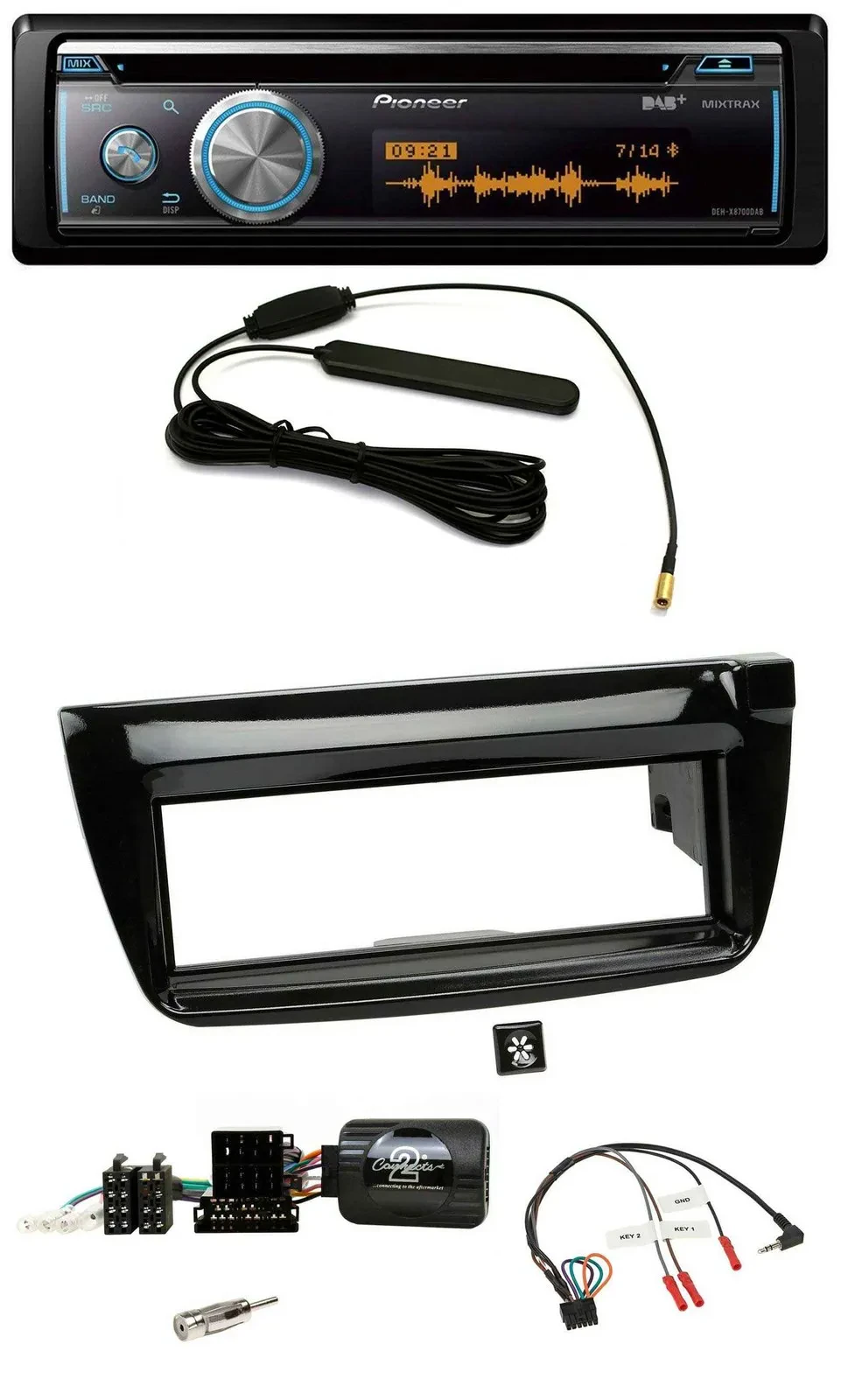 Автомагнитола для Fiat Doblo 2012–2015 Pioneer CD, USB, Bluetooth, DAB, поддержка управления на руле, черный глянец (piano black)