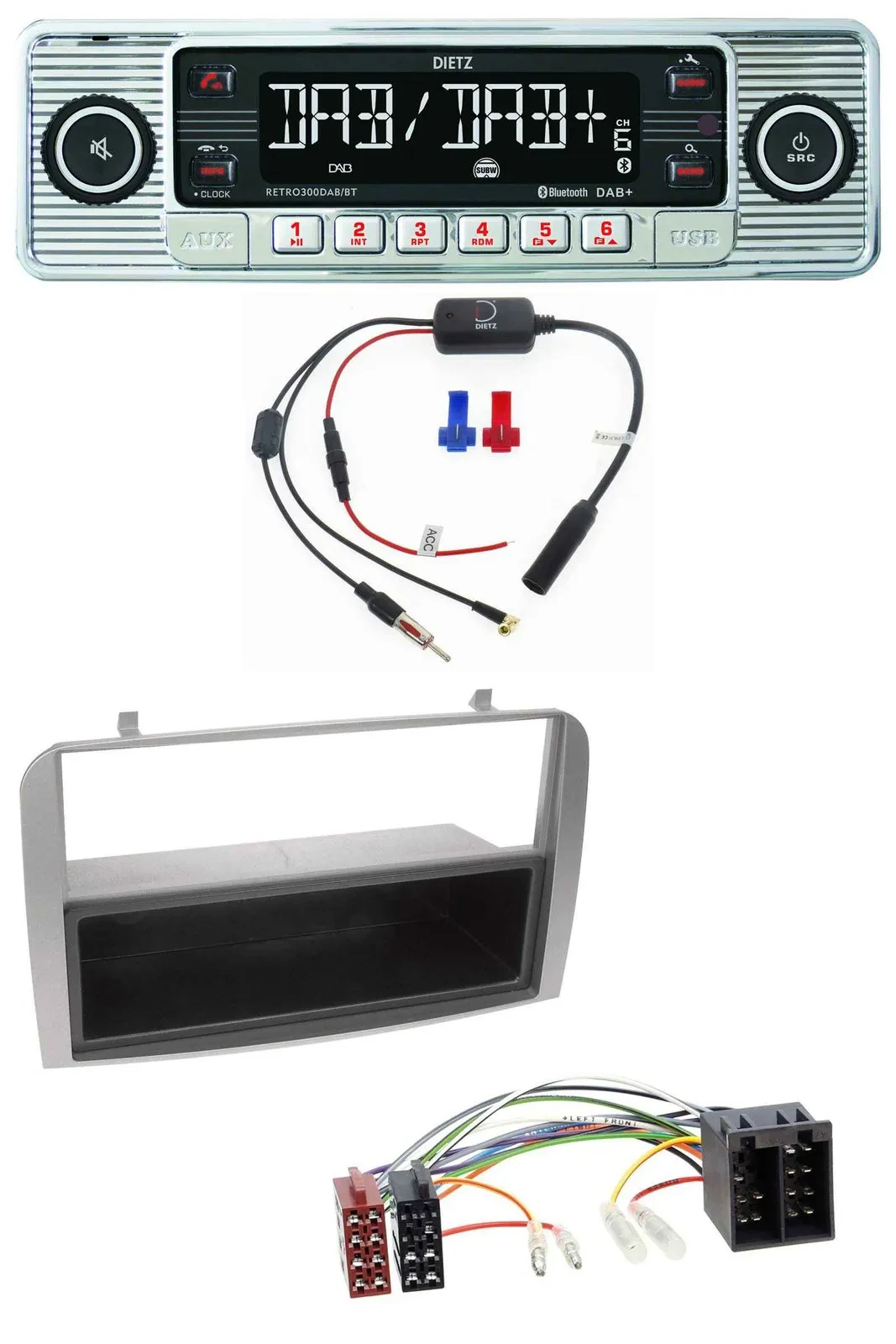 Dietz DAB USB MP3 Bluetooth Autoradio für Alfa Romeo 147 GT silber Ablagefach