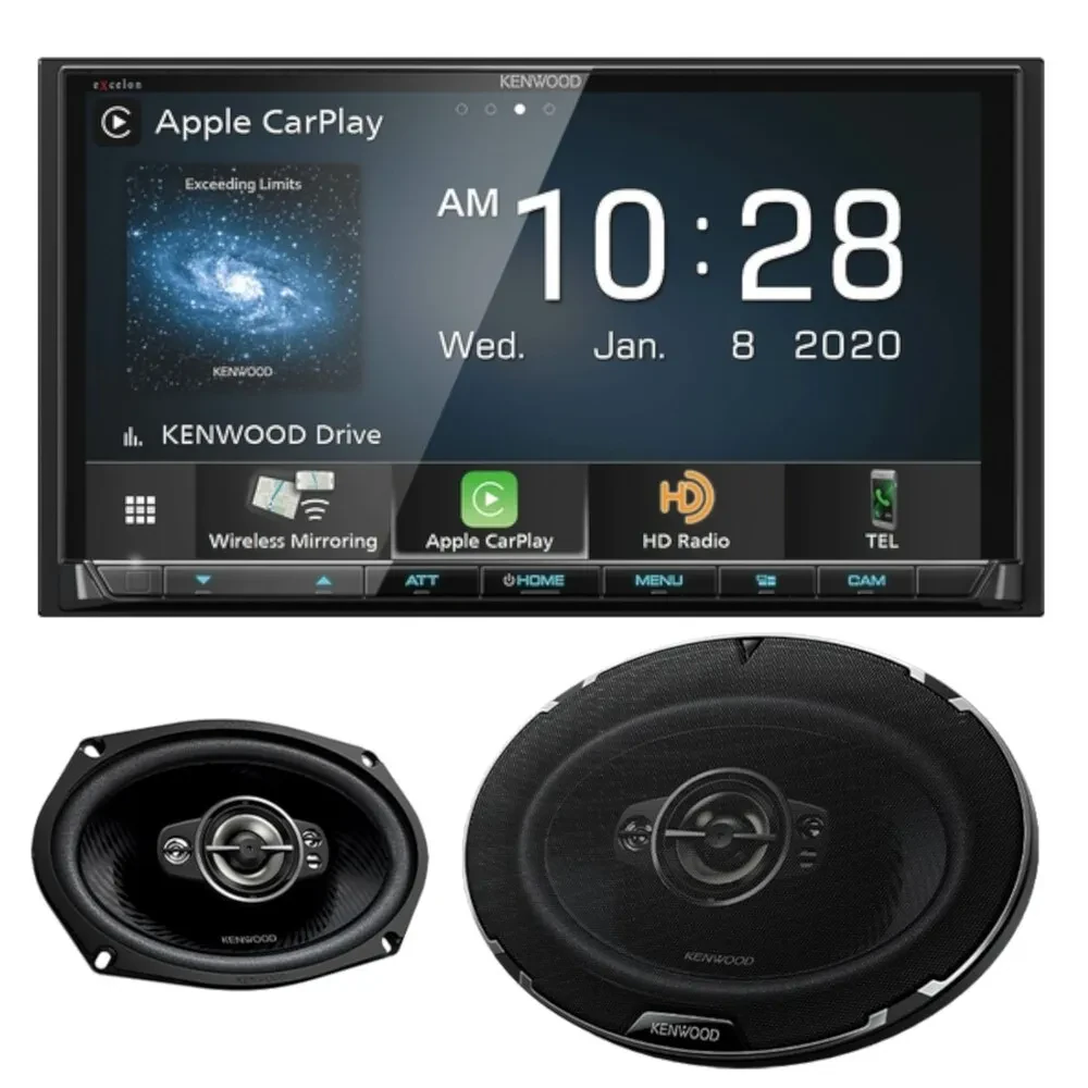 Kenwood DMX908S 6.95" Digital Multimedia Receiver + 6x9" Coaxial Car Speakers