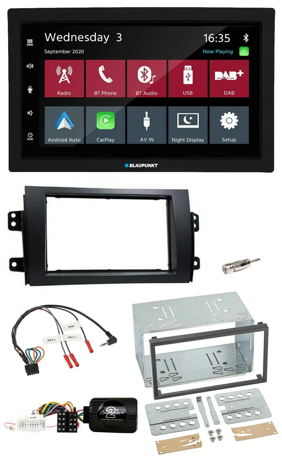 Автомагнитола Blaupunkt 2-DIN, DAB, Bluetooth, USB, поддержка кнопок на руле, для Fiat Sedici/Suzuki SX4