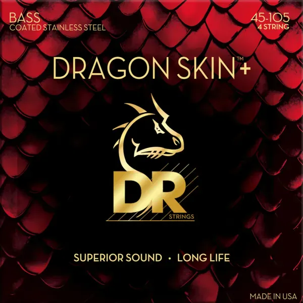 Струны для бас-гитары DR Strings DBS-45 Dragon Skin+ Coated Stainless Steel 45-105