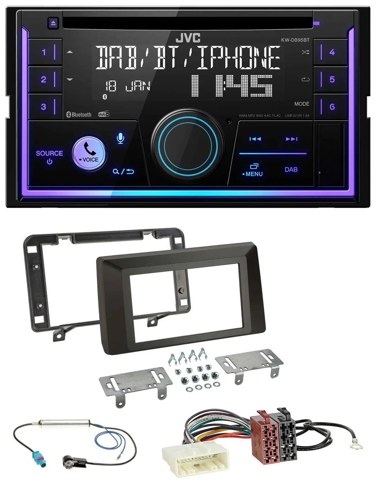 Автомагнитола JVC 2-DIN CD USB Bluetooth DAB для Dacia Duster (с 2021)