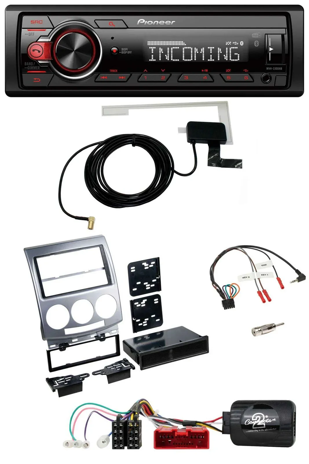 Pioneer USB Lenkrad DAB Bluetooth Autoradio für Mazda 5 CR 2005-2010 silber