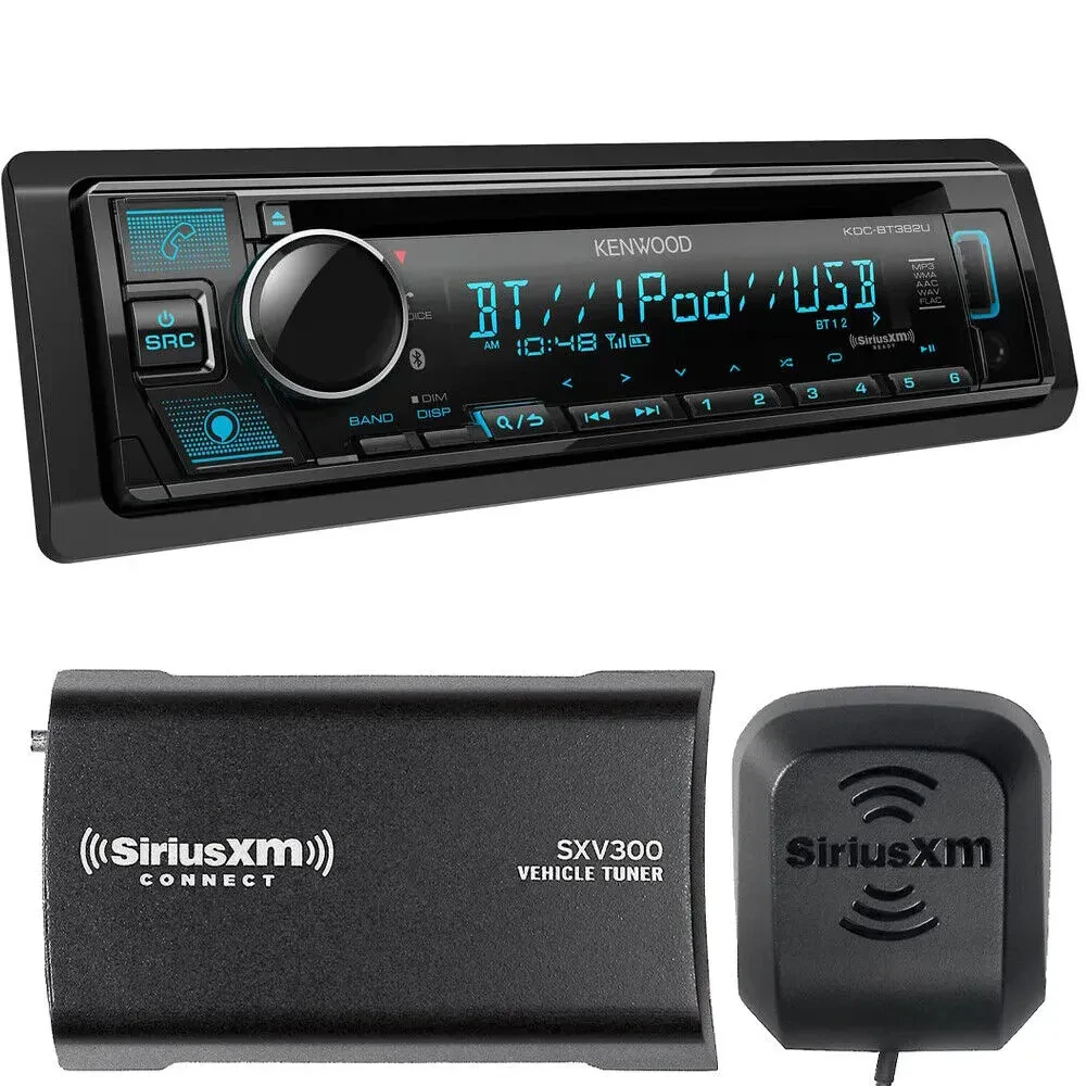Автомагнитола Kenwood KDC-BT382U CD, Bluetooth, с тюнером SiriusXM (набор)