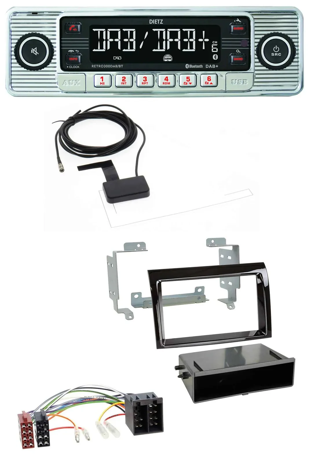 Автомагнитола Dietz Bluetooth USB MP3 DAB для Fiat Ducato/Citroën Jumper (2006–2011), черный (piano black)