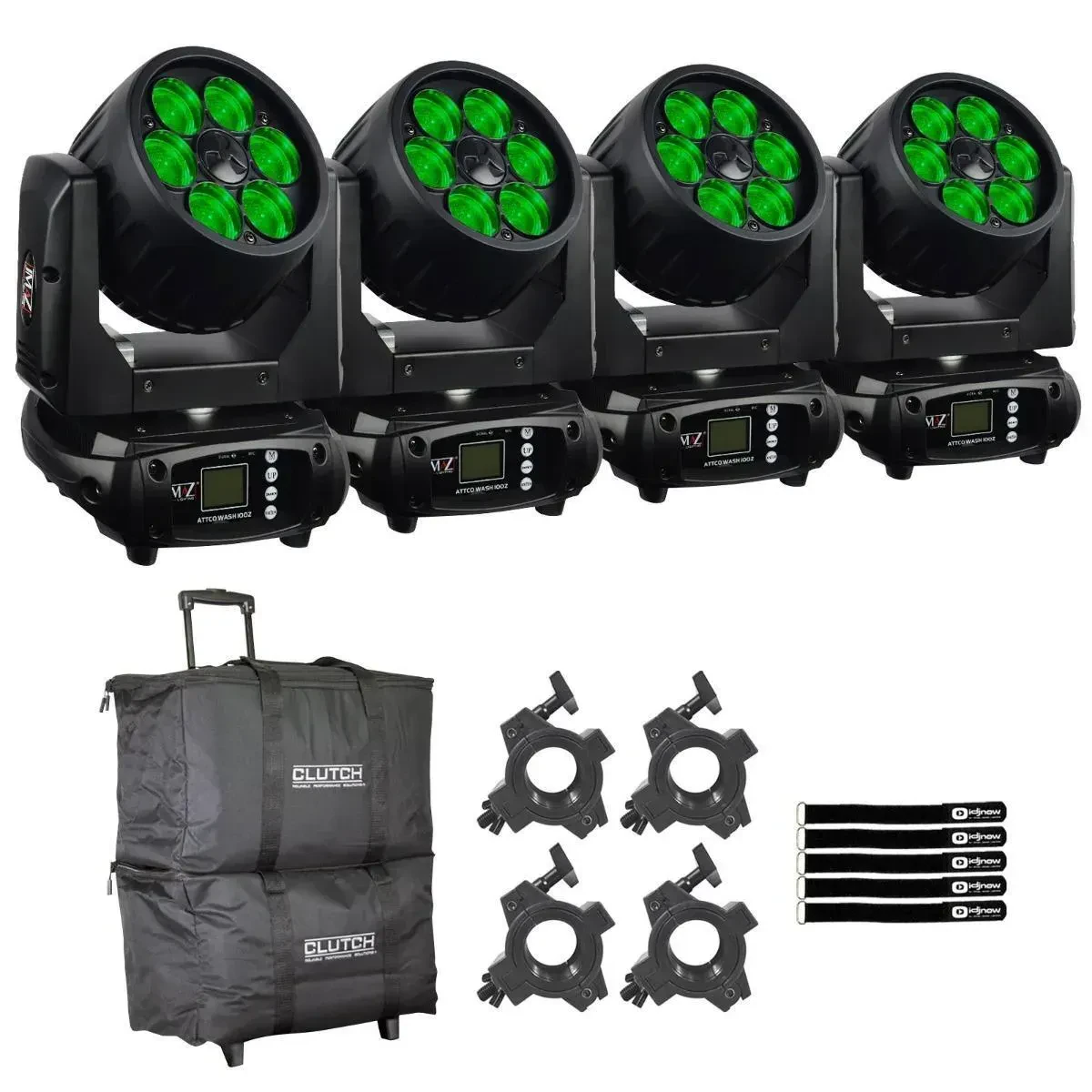 Прибор с полным движением JMAZ LIGHTING JZ3007 Attco Wash 100Z RGBW LED с аксессуарами (4 штуки)