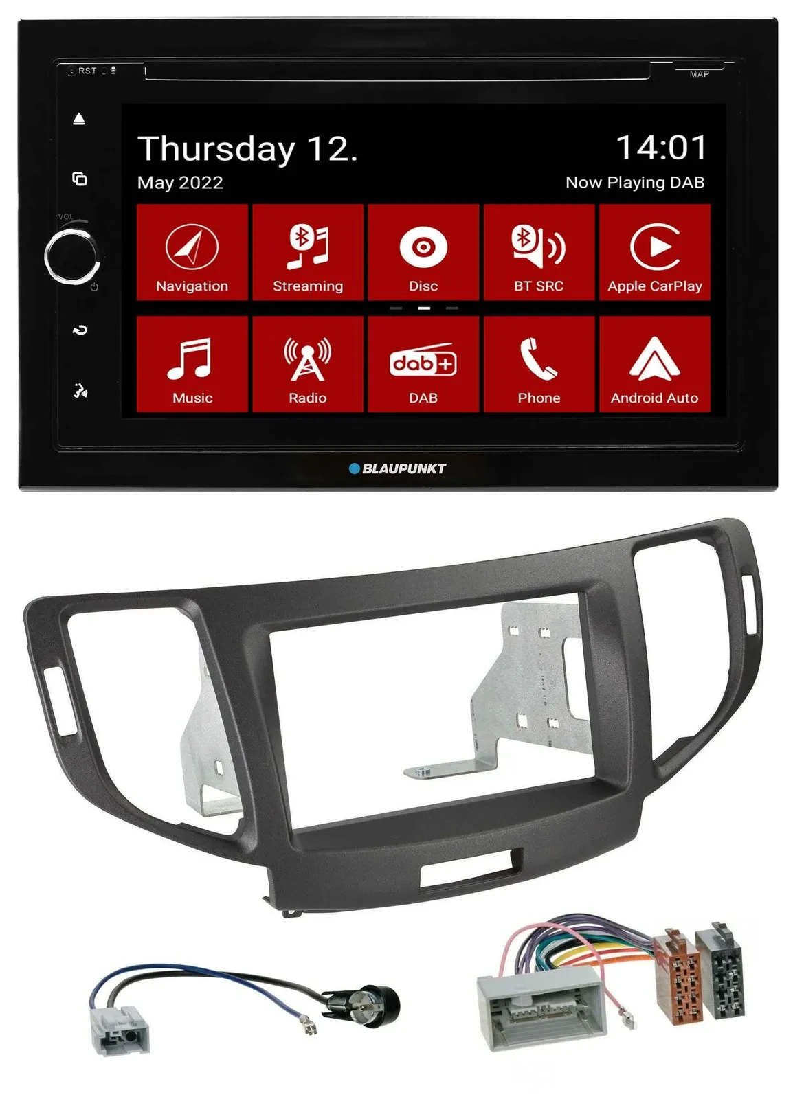 Автомагнитола для Honda Accord Blaupunkt 2-DIN, DVD, Bluetooth, DAB, USB, MP3, цвет антрацит (с 2011)