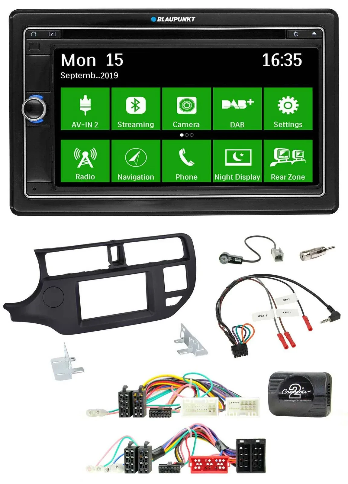 Blaupunkt Bluetooth 2DIN Lenkrad DAB USB TMC Navigation für Kia Rio UB 11-15 sch