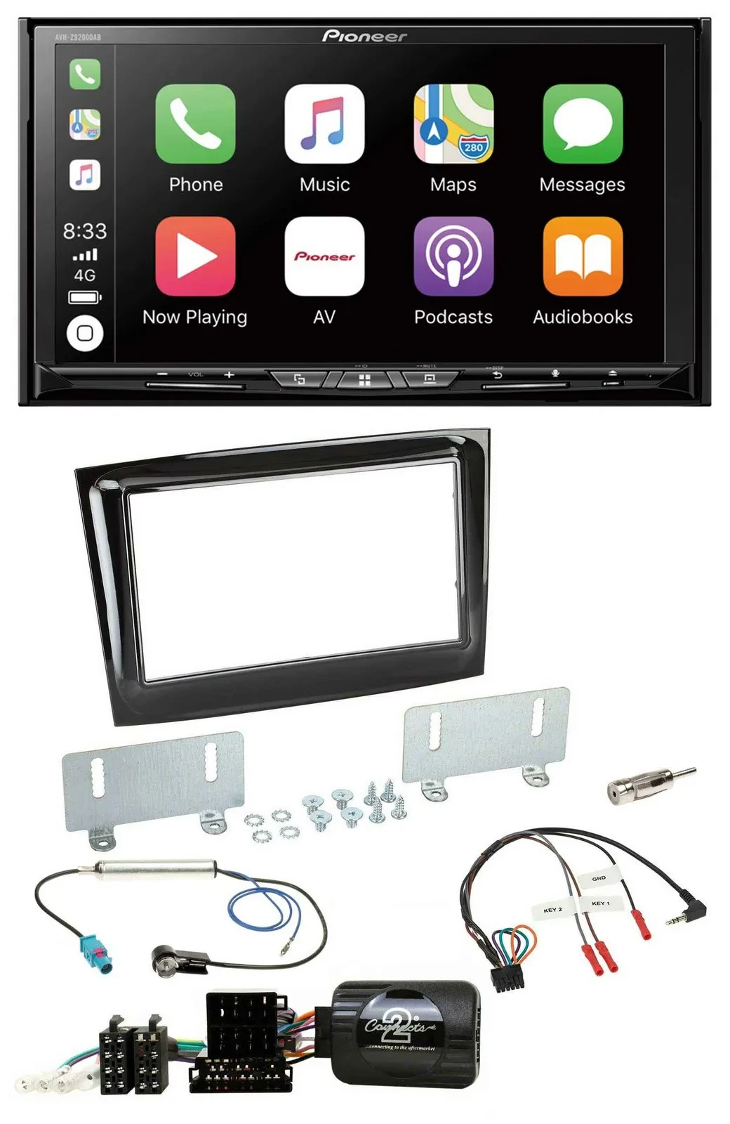 Pioneer 2DIN Lenkrad USB DAB DVD Bluetooth Autoradio für Fiat Doblo VDO ab 2015