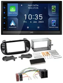 JVC DAB Bluetooth MP3 USB 2DIN Autoradio für Fiat 500 bis 2012 glänzend schwarz