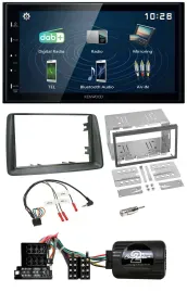 Автомагнитола Kenwood 2DIN Bluetooth USB DAB для Fiat Panda 2004–2007, серый