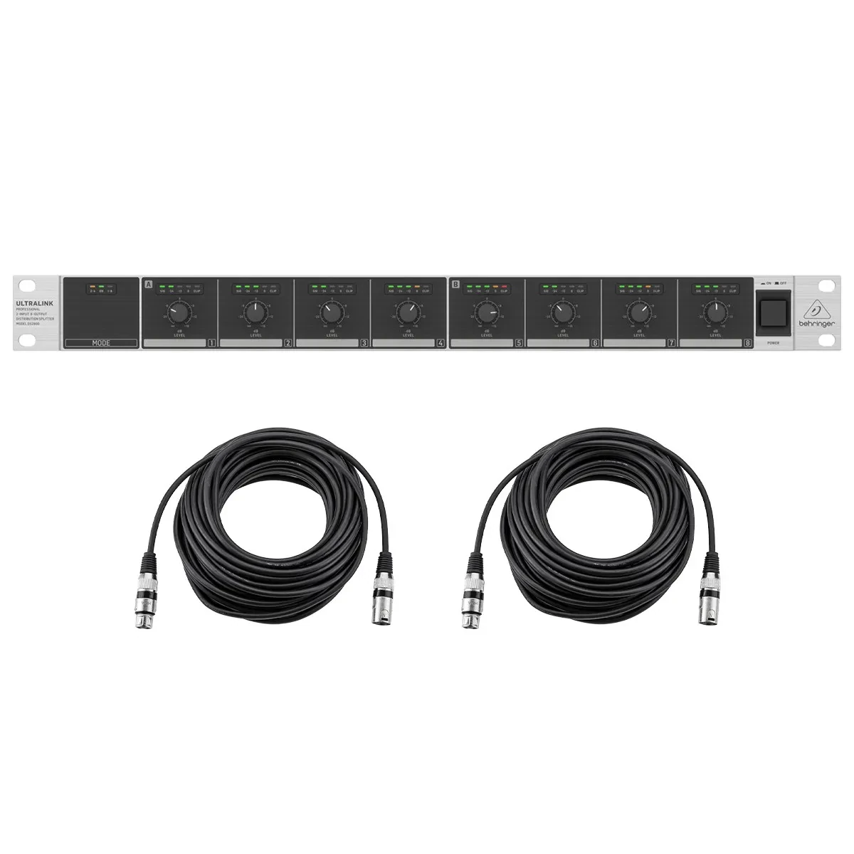 Behringer DS2800 Professional 2-Input/8-Output Distribution Splitter, Bundle wit