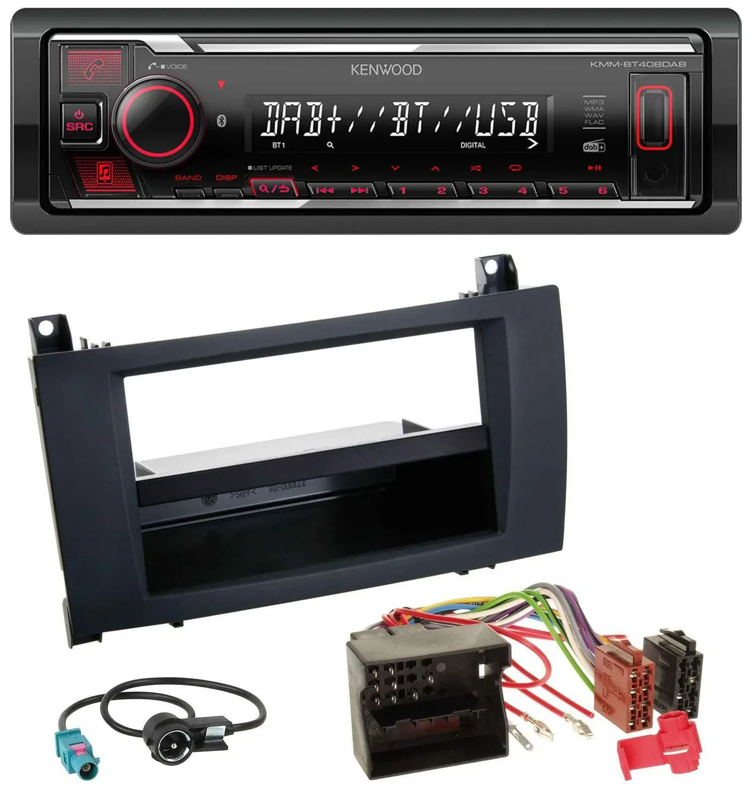 Kenwood MP3 Bluetooth USB DAB Autoradio für Mercedes SLK (R171, 2004-2011)