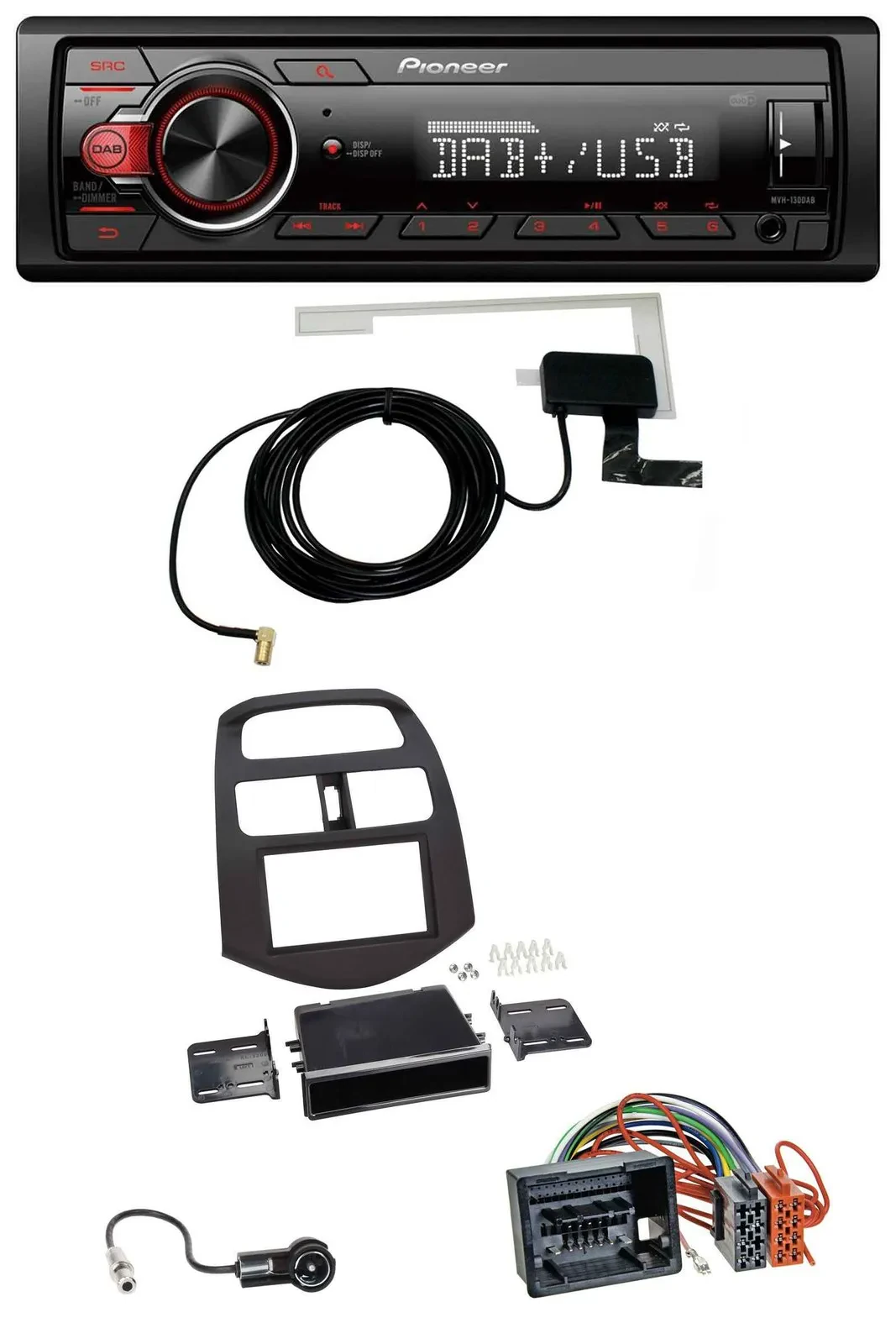 Pioneer 1DIN MP3 DAB USB AUX Autoradio für Chevrolet Spark (ab 2013)