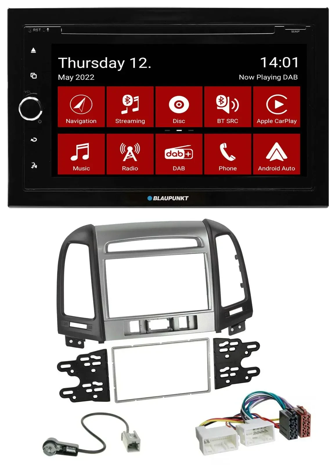 Blaupunkt MP3 DVD Bluetooth DAB 2DIN USB Autoradio für Hyundai Santa Fe 3 Schalt