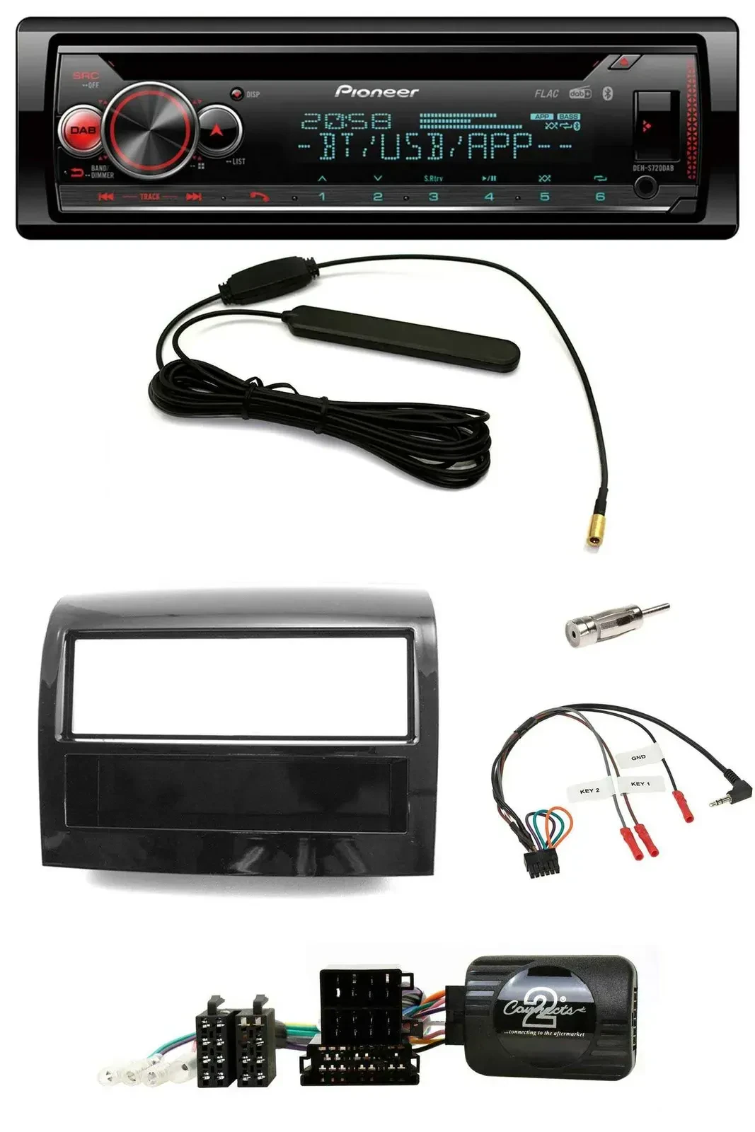 Автомагнитола для Fiat Ducato 2012–2015 Pioneer USB, DAB, Bluetooth, CD, поддержка кнопок на руле, цвет черный глянец