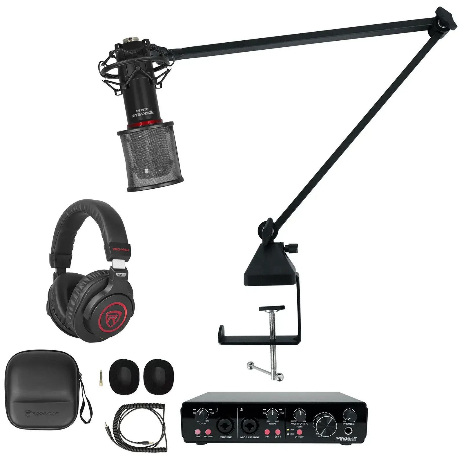 Комплект для подкастов Rockville R-TRACK 2x2+RCM SR+PRO-M50 SR BROAD 2