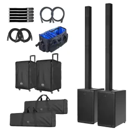 RCF EVOX-J11 Active 12" Column Array Black 2-Pack with Rolling Covers