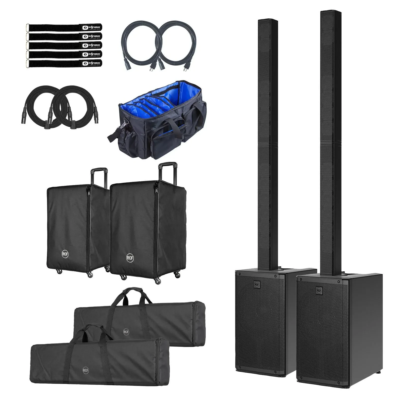 RCF EVOX-J11 Active 12" Column Array Black 2-Pack with Rolling Covers