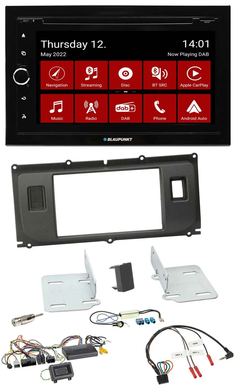 Blaupunkt 2DIN Lenkrad Bluetooth USB TMC DAB Navigation für Land Rover Evoque Bl