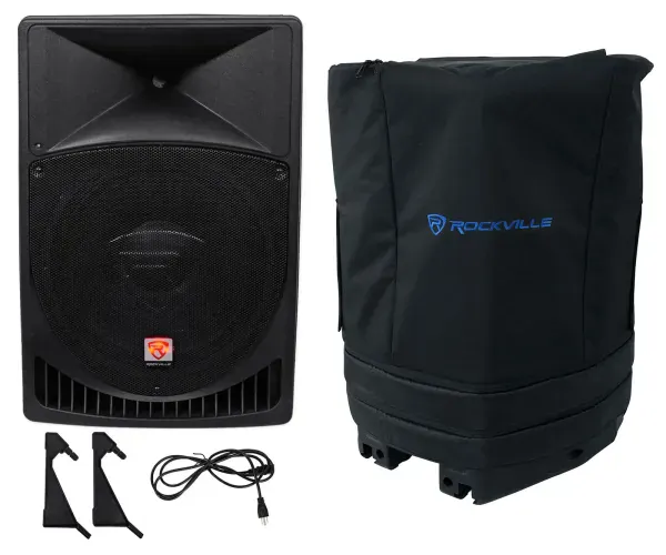 Rockville RPG15 15" 1000 Watt Powered 2-Way DJ PA Speaker + Padded Slip Cover