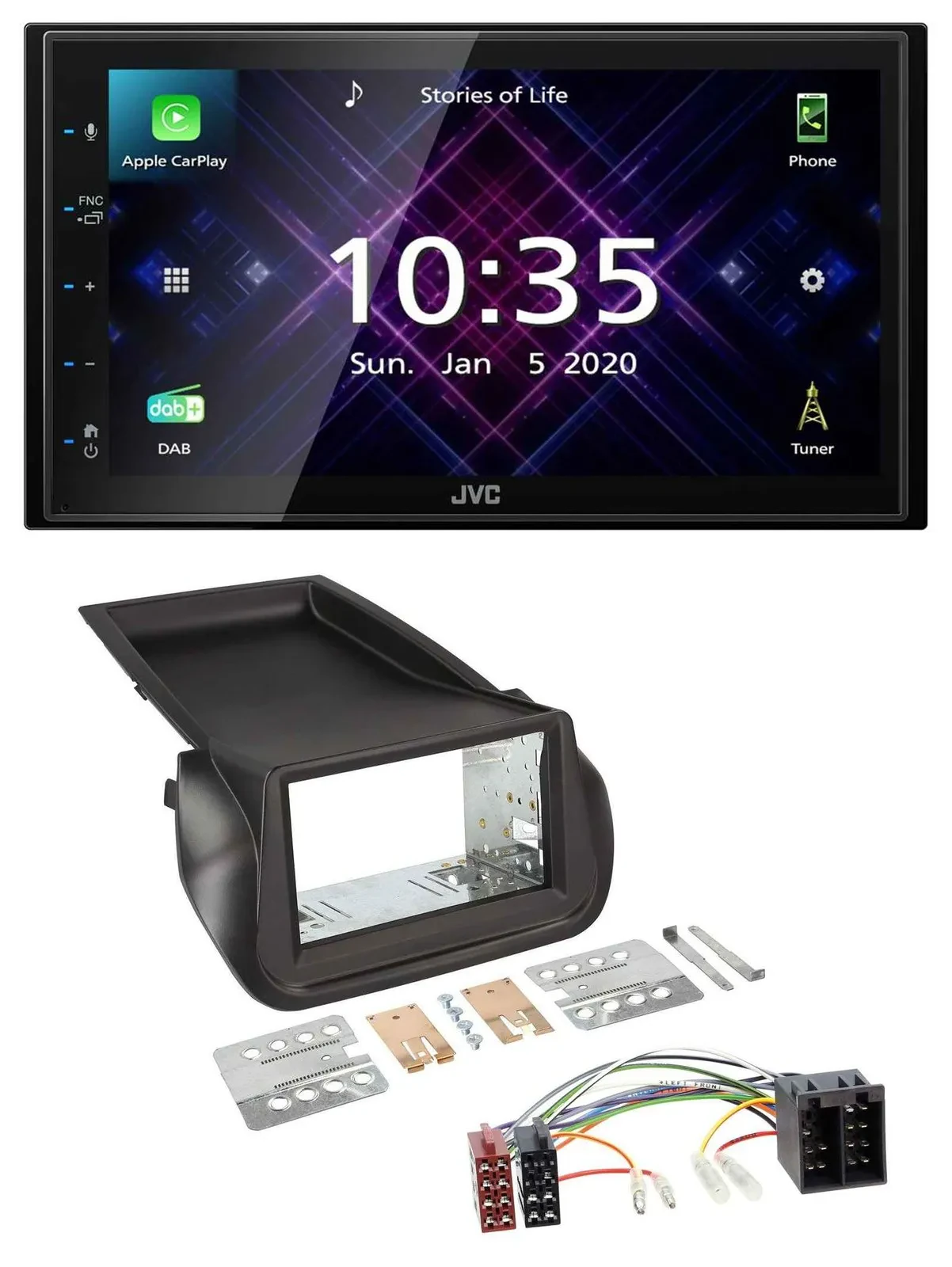 JVC DAB 2DIN MP3 Bluetooth USB Autoradio für Citroen Nemo Fiat Fiorino Peugeot B