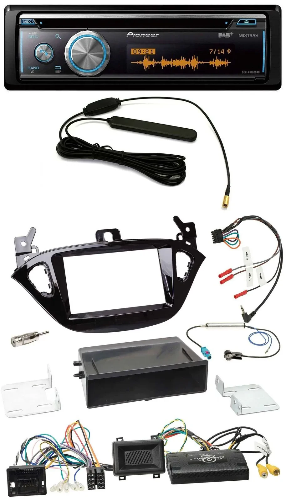 Автомагнитола Pioneer CD, USB, Bluetooth, DAB для Opel Adam/Corsa E (с 2013), поддержка кнопок на руле, PDC