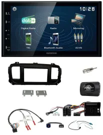 Kenwood 2DIN Bluetooth Lenkrad USB DAB Autoradio für Citroen Jumpy Erstausst. DI