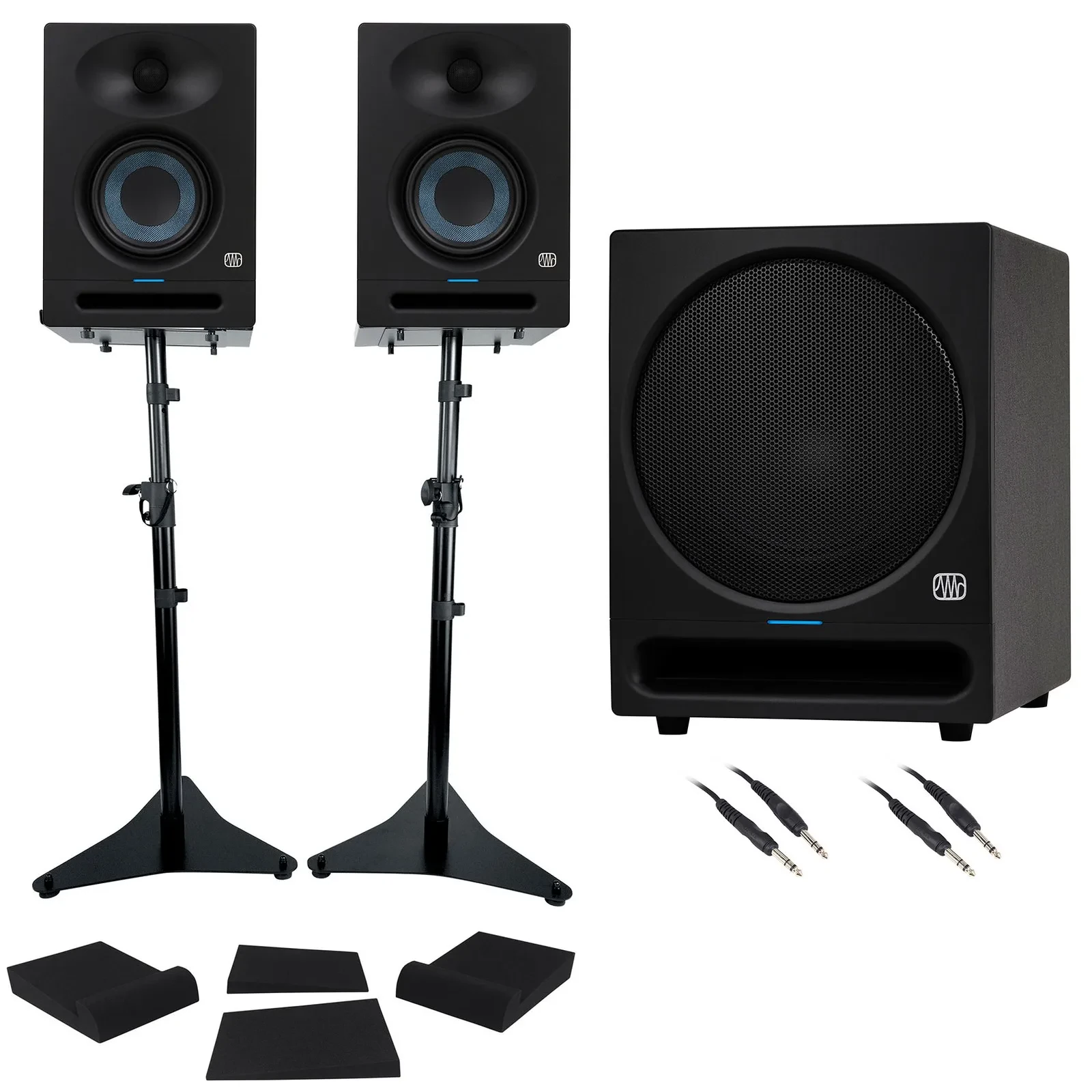 Студийные мониторы PreSonus Eris Studio 5 (активные, 5", набор, пара) + сабвуфер PreSonus Eris Pro Sub 10 (10") + стойки RVSM5