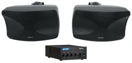 Crown 160MA 60w Commercial 70V Amplifier+(2) Indoor/Outdoor Black Wall Speakers