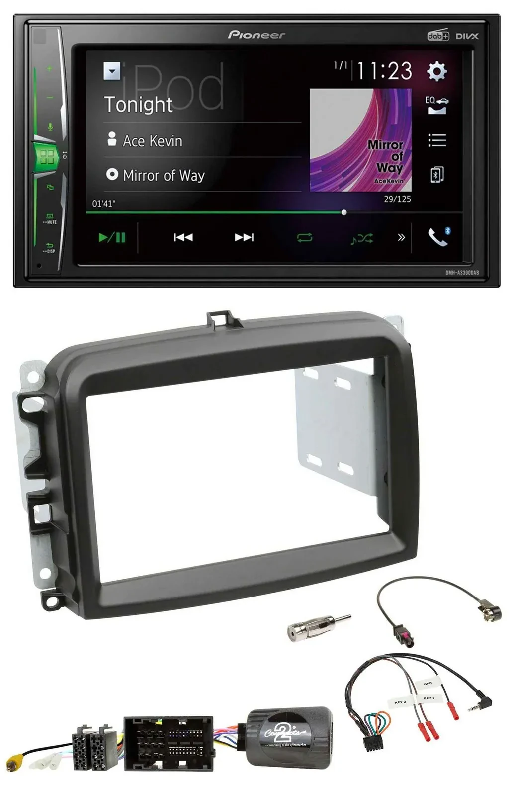 Pioneer 2DIN Lenkrad DAB USB Bluetooth Autoradio für Fiat 500 L ab 2012