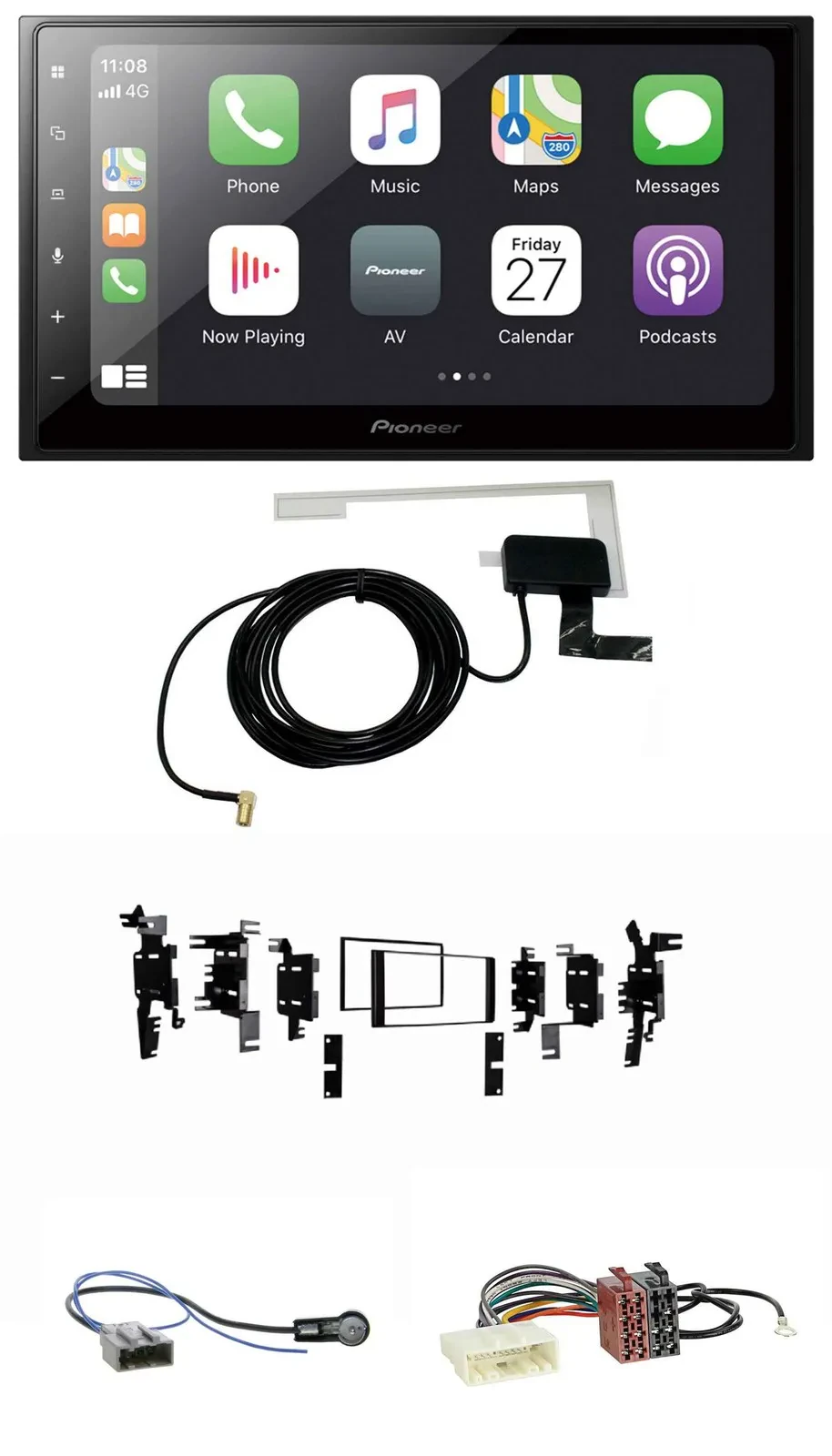 Автомагнитола Pioneer 2-DIN USB Bluetooth DAB для Nissan Micra 2013–2017 черная