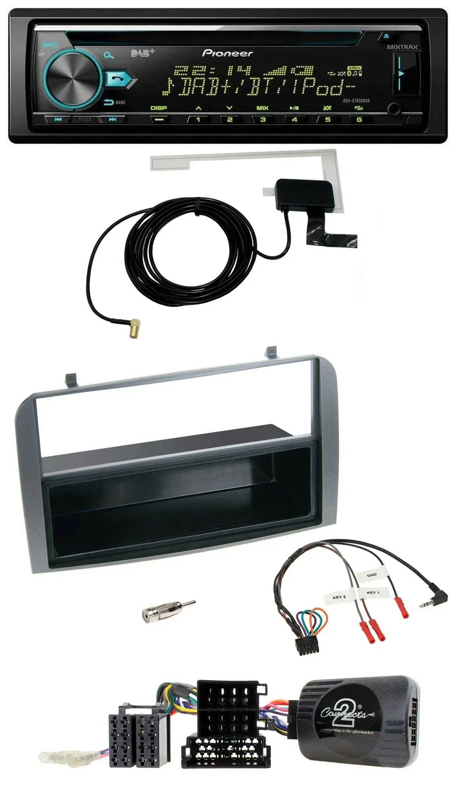 Pioneer MP3 Lenkrad CD USB DAB Autoradio für Alfa 147 GT 07-10 anthrazit Ablage