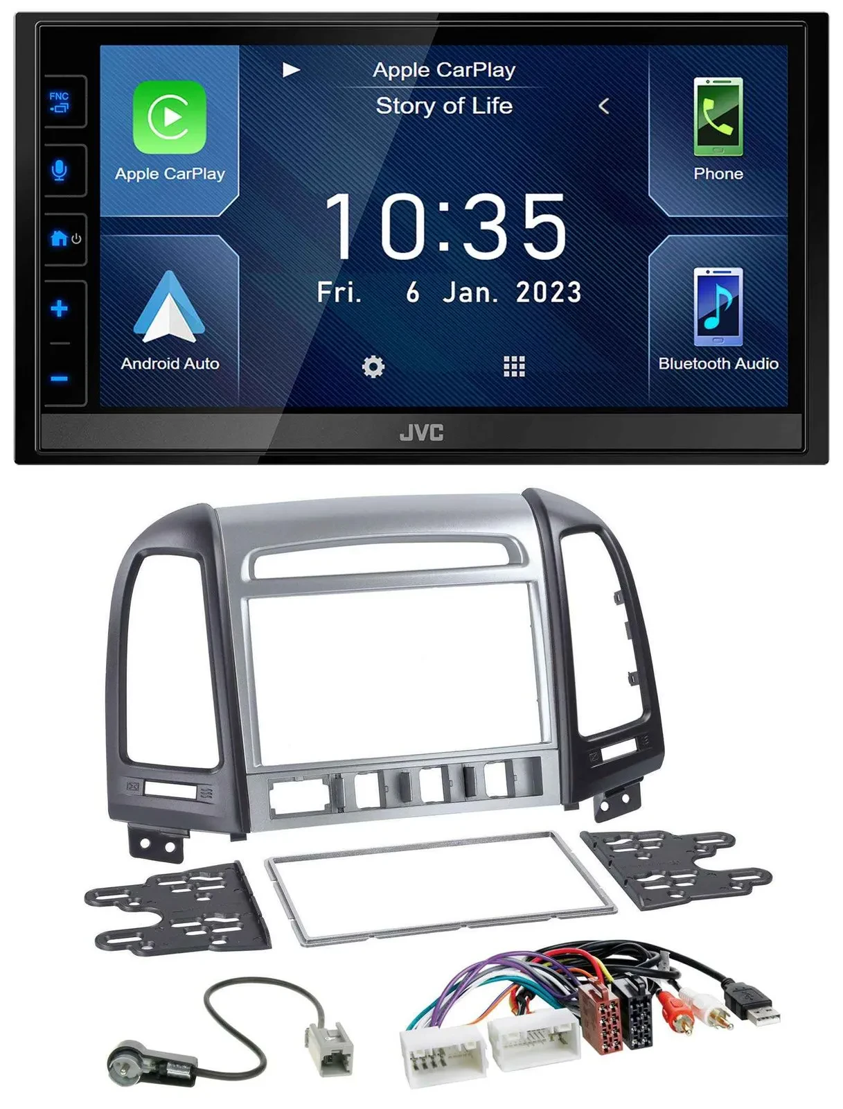 JVC DAB Bluetooth MP3 USB 2DIN Autoradio für Hyundai Santa Fe AUX USB 4 Schalter