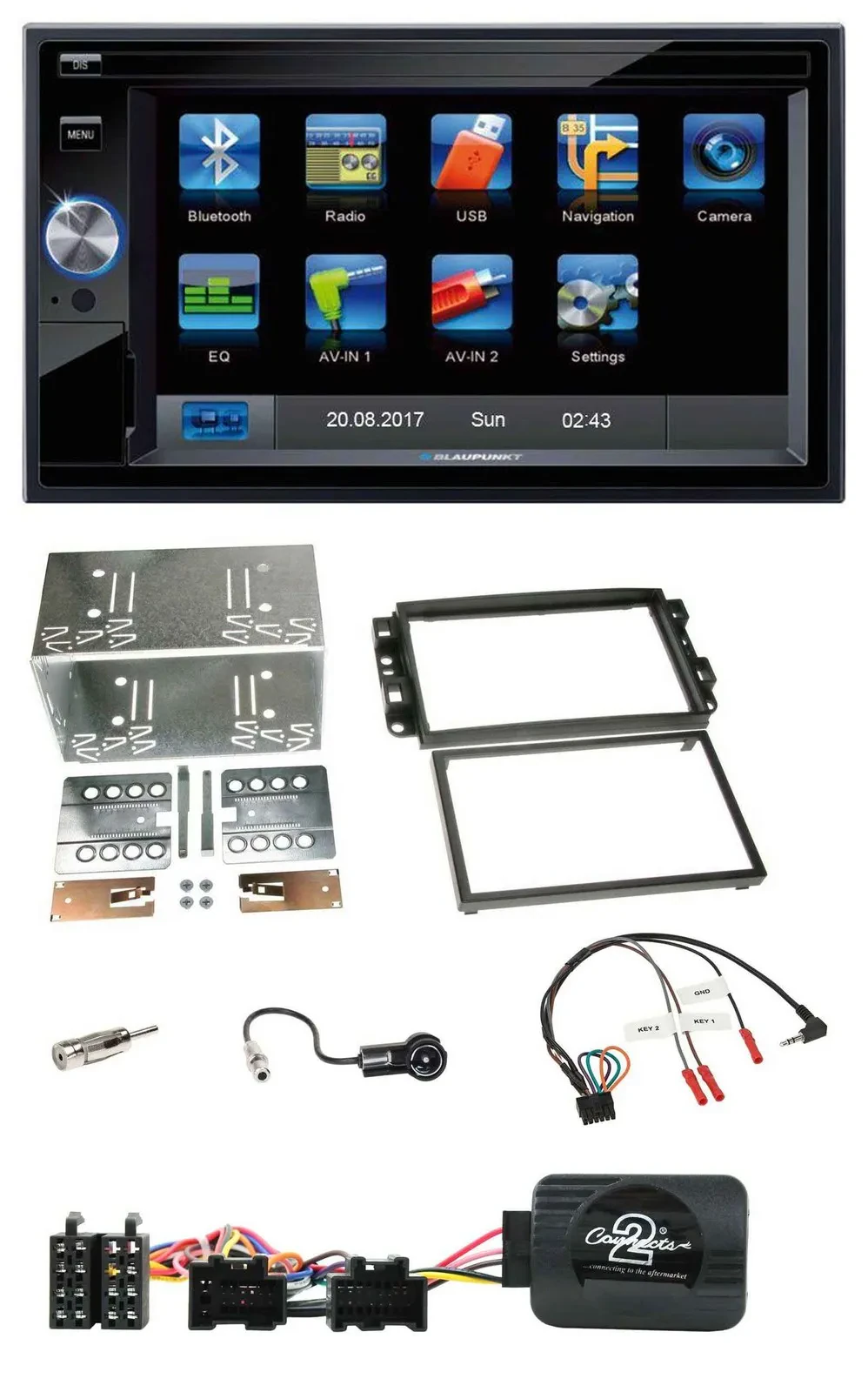 Blaupunkt SD USB TMC Bluetooth 2DIN Lenkrad Navigation für Chevrolet Aveo Captiv