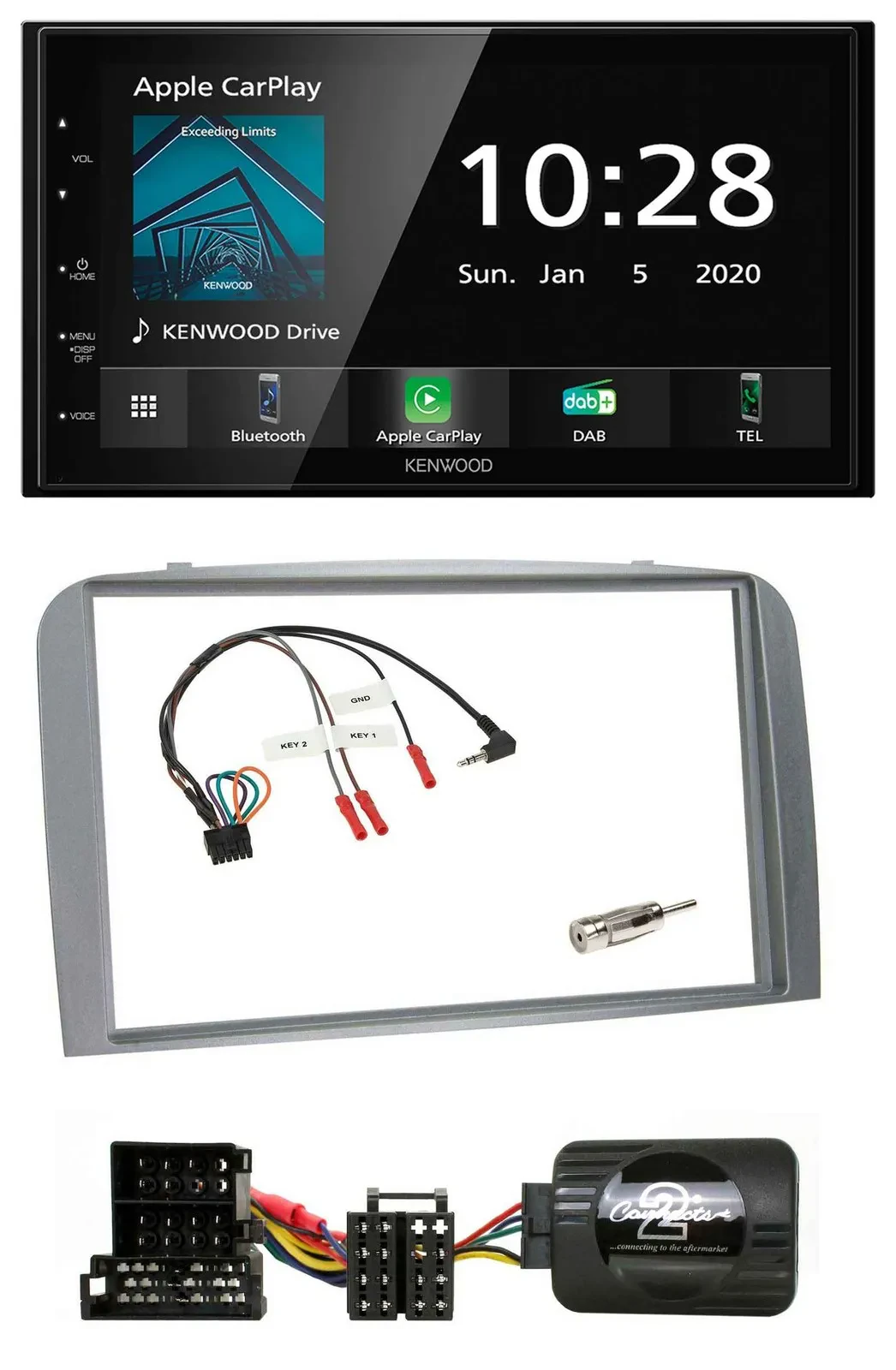 Kenwood Bluetooth Lenkrad DAB USB 2DIN Autoradio für Alfa Romeo 147 GT 04-10 sil