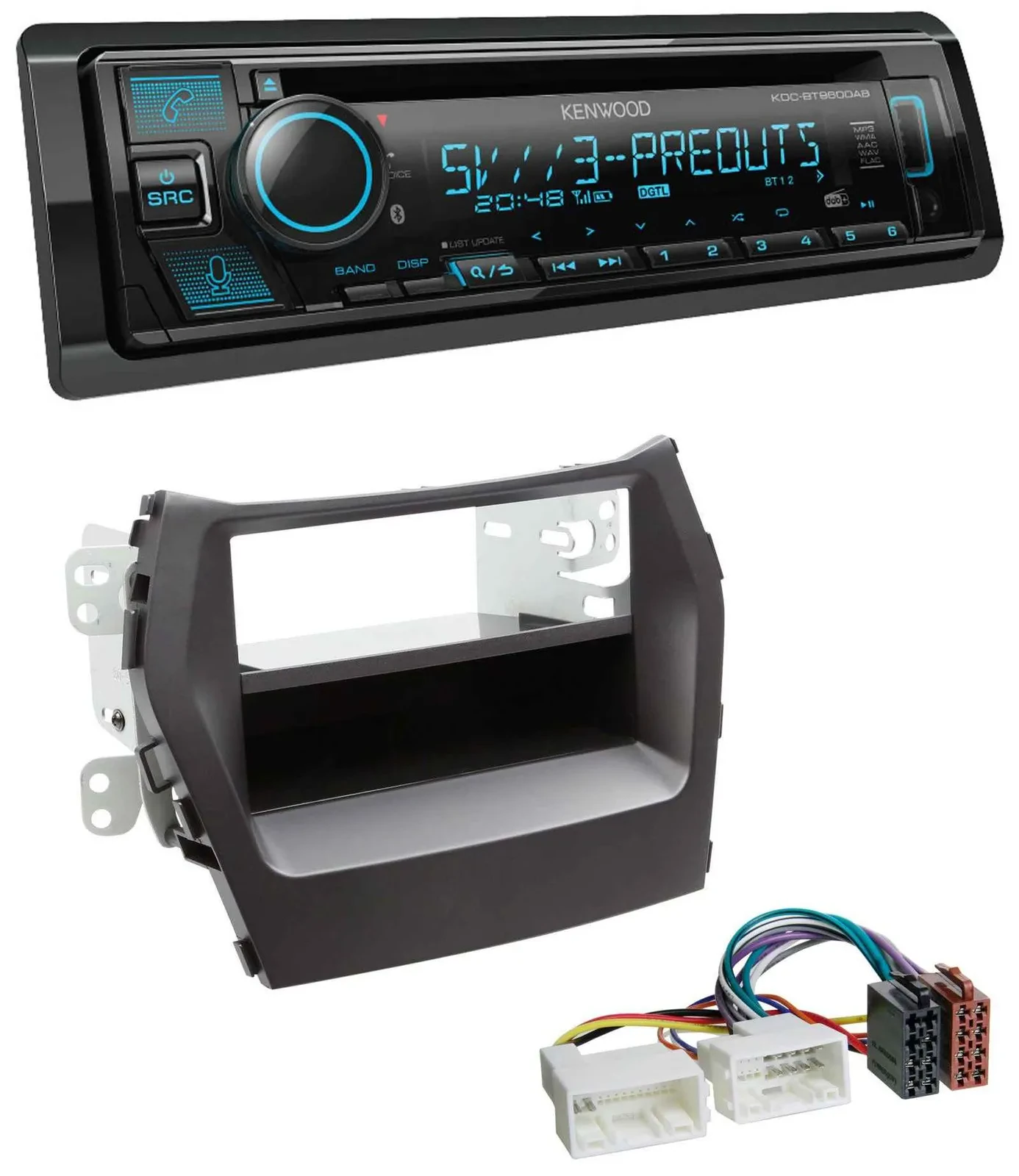 Kenwood Bluetooth USB CD MP3 DAB Autoradio für Hyundai Santa Fe (ab 2012)