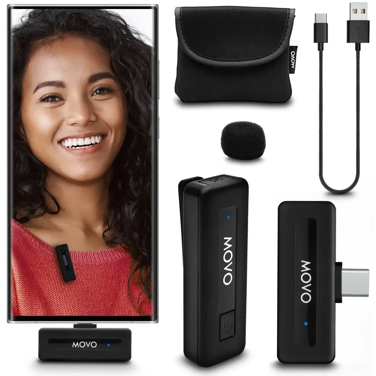 Movo Photo Wireless-MINI-UC Microphone System w/Omni Lav Microphone for Android