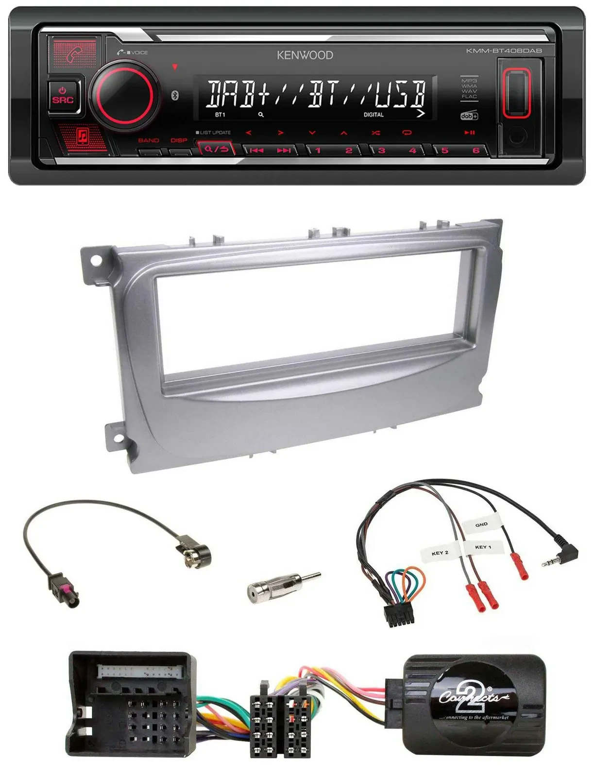 Kenwood Lenkrad Bluetooth USB DAB Autoradio für Ford Galaxy C-Max ab 2007 Focus
