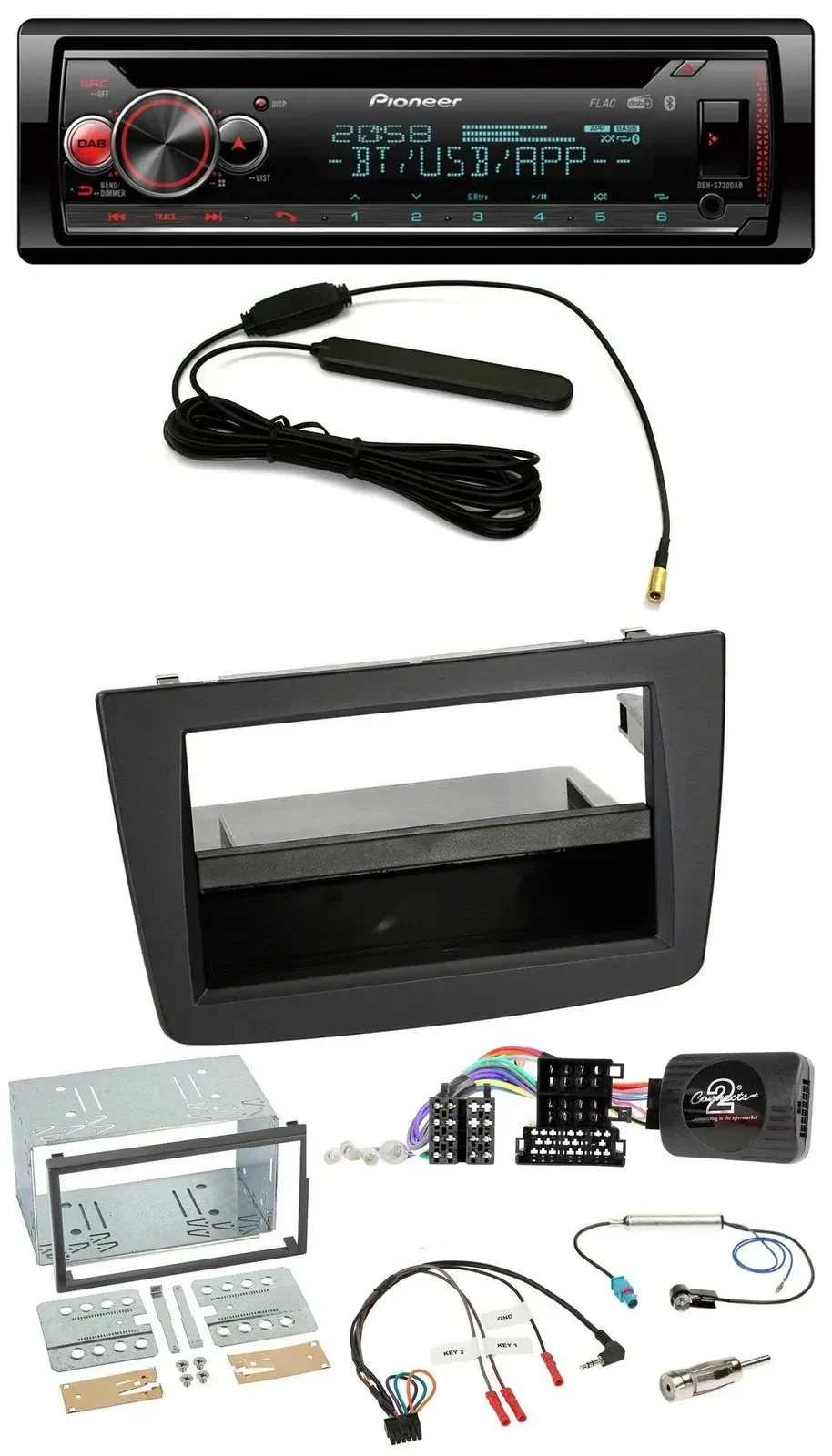 Автомагнитола Pioneer USB, DAB, Bluetooth, CD для Alfa Romeo MiTo 2008–2014, черная, совместима с кнопками на руле