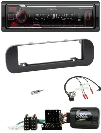 Автомагнитола для Fiat Panda 2012–2020 Kenwood Bluetooth USB DAB черная
