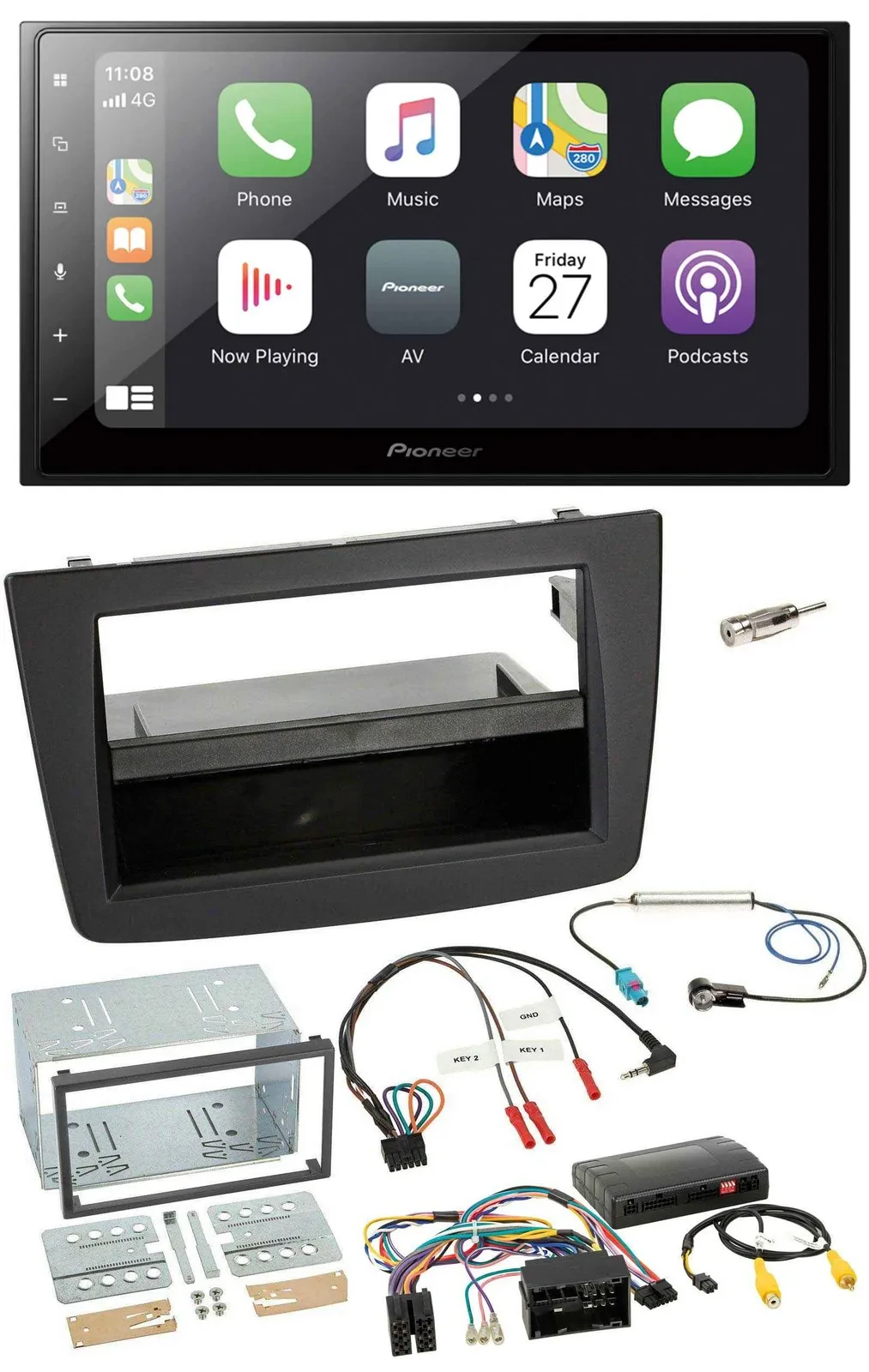 Pioneer Lenkrad Bluetooth DAB 2DIN USB Autoradio für Alfa Romeo Mito 14-18 Infoa