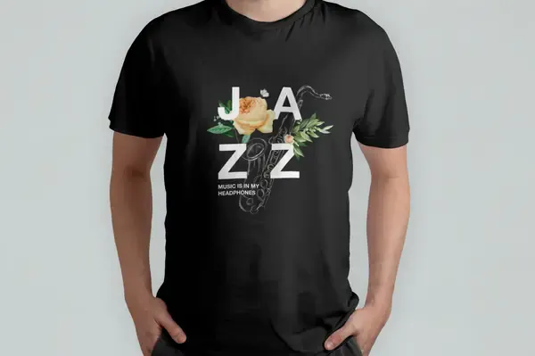 Футболка Popmerch MBXXL113 "Jazz Flowers" черная, мужская, размер XXL