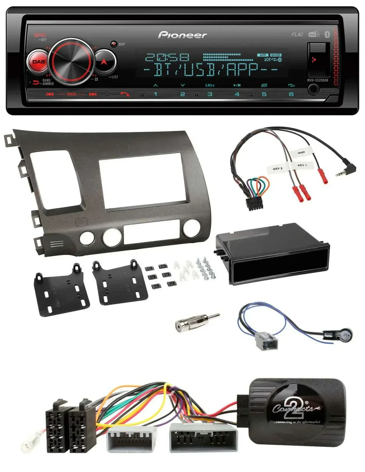Автомагнитола Pioneer Bluetooth, USB, DAB, для Honda Civic Hybrid 2006–2010