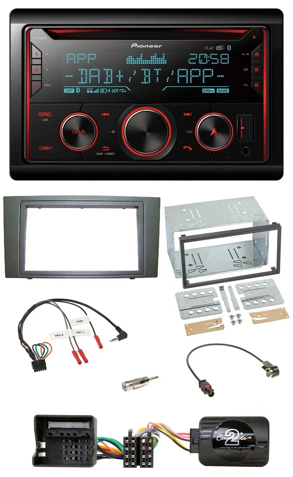 Автомагнитола для Ford Mondeo 2003–2007 Pioneer 2DIN, DAB, Bluetooth, USB, CD, совместимая с кнопками на руле